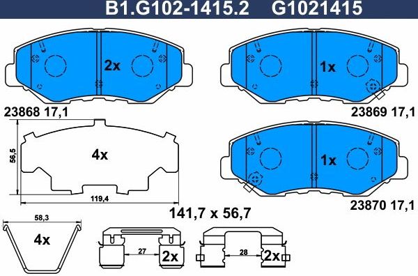 Тормозные колодки Galfer. Артикул B1.G102-1415.2