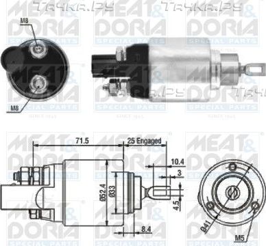 Втягивающее реле стартера Meat & Doria для Audi A3 II (8P) 2003-2013. Артикул 46132