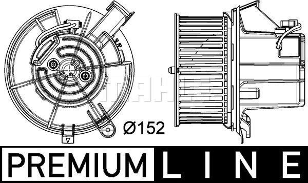 Вентилятор, мотор печки (отопителя) салона Mahle Premium. Артикул AB 119 000P