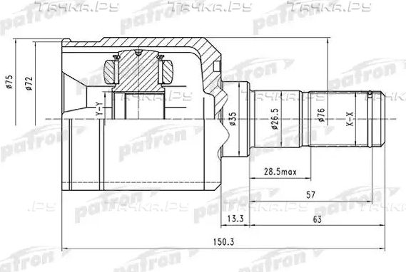 Шрус внутренний (граната) Patron для Hyundai Elantra III (XD) 2000-2006. Артикул PCV1516