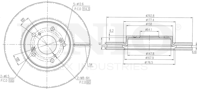 Диск тормозной (Unio). Артикул BRD-20507