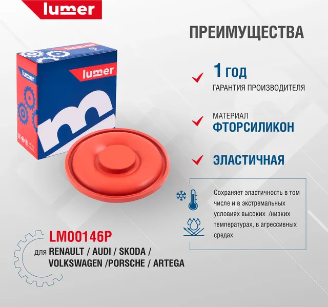 Мембрана КВКГ клапанной крышки Lumer LM00146P Lumer. Артикул LM00146P