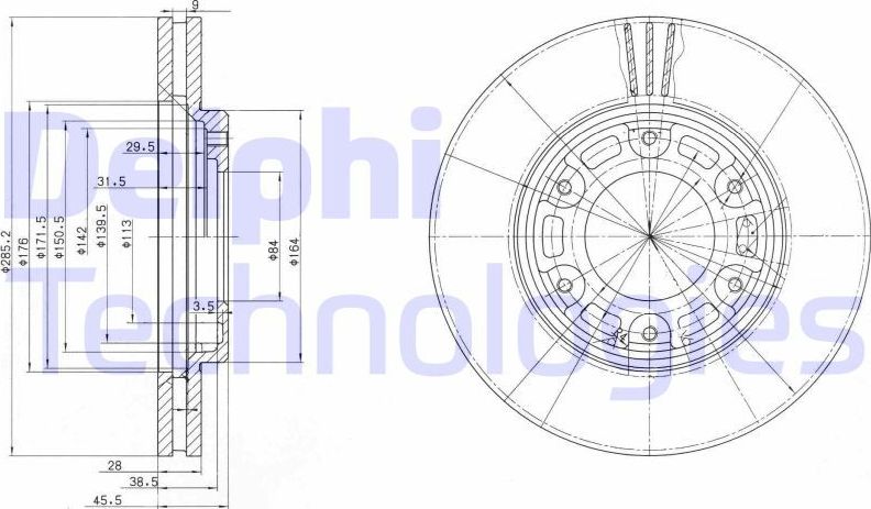 Тормозной диск Delphi. Артикул BG3193