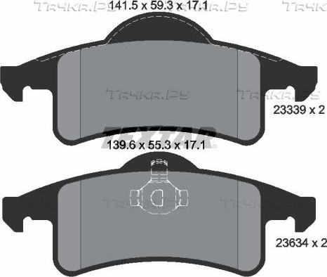 Тормозные колодки Textar задние для Jeep Grand Cherokee II (WJ) 1999-2005. Артикул 2333901
