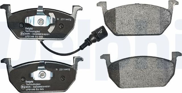 Тормозные колодки Delphi (Low-Metallic) передние для Audi A3 III (8V) 2012-2026. Артикул LP3146