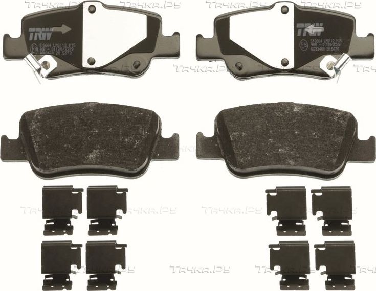Тормозные колодки TRW COTEC задние для Toyota Corolla E170, E180 2013-2018. Артикул GDB3480