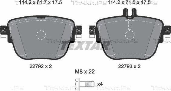 Тормозные колодки Textar Q+ задние для Mercedes-Benz CLS III (C257) 2017-2026. Артикул 2279201