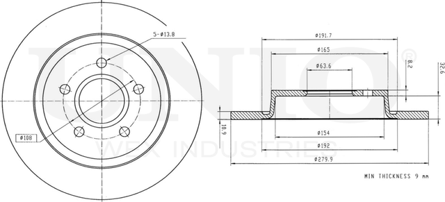 Диск тормозной (Unio). Артикул BRD-20243