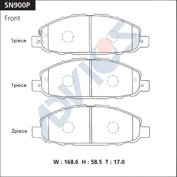 Тормозные колодки Advics передние для Nissan Caravan IV (E25) 2000-2002. Артикул SN900P
