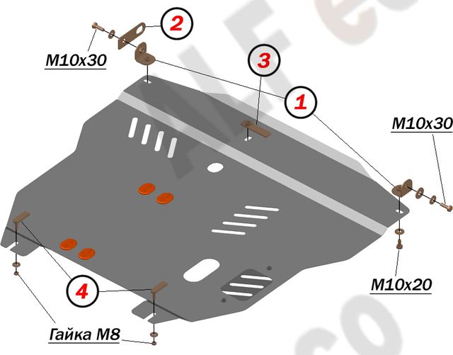 Защита Alfeco для картера и КПП Mitsubishi Grandis правый руль 2003-2011. Артикул ALF.14.42