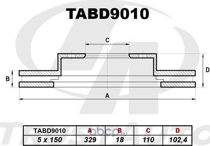 Тормозной диск () (Trustauto). Артикул TABD9010