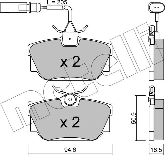Тормозные колодки Metelli. Артикул 22-0346-2