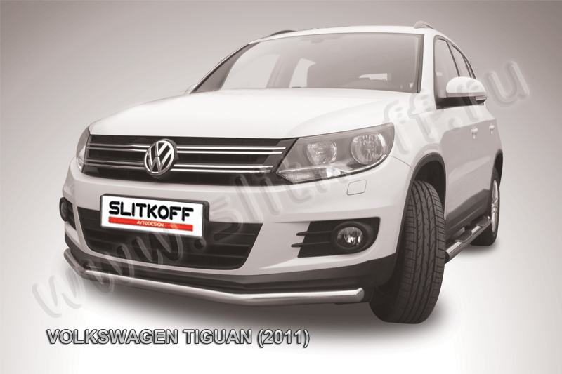 Защита Slitkoff переднего бампера d57 для Volkswagen Tiguan 2011-2016. Артикул VWTIG-004