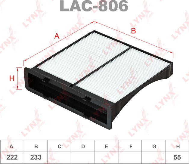 Салонный фильтр LYNXauto. Артикул LAC-806