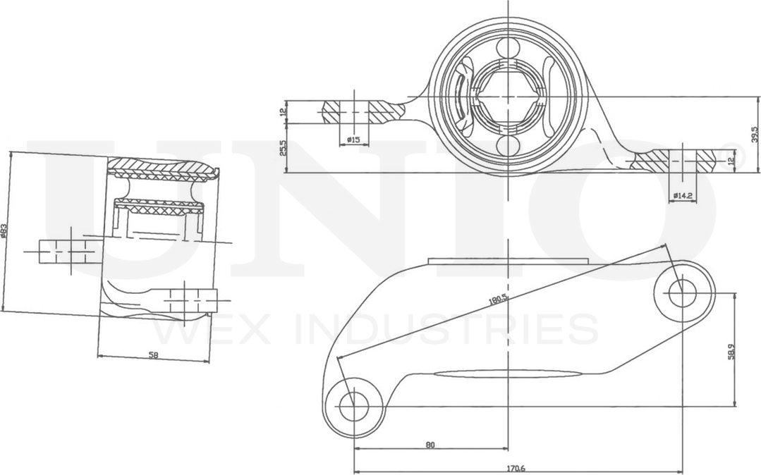 Сайлентблок рычага подвески (Unio). Артикул RMP-20286