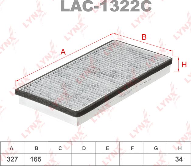 Салонный фильтр LYNXauto. Артикул LAC-1322C