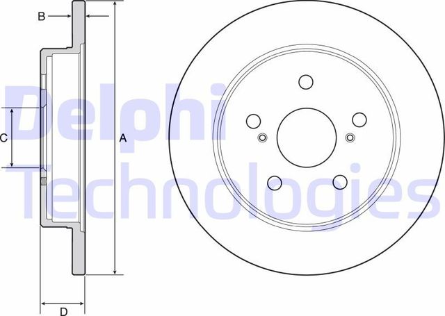 Тормозной диск Delphi задний для Lexus NX I 2014-2026. Артикул BG4928C