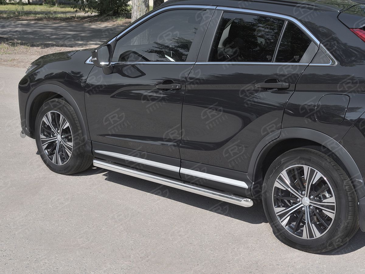 Защита порогов RusStal труба d63 (вариант 1) для Mitsubishi Eclipse Cross 2018-2026. Артикул MET-0030481