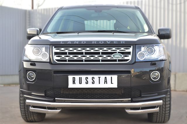 Защита RusStal переднего бампера d63 (секции) d63 (уголки) для Land Rover Freelander II 2013-2014. Артикул LFRZ-001491