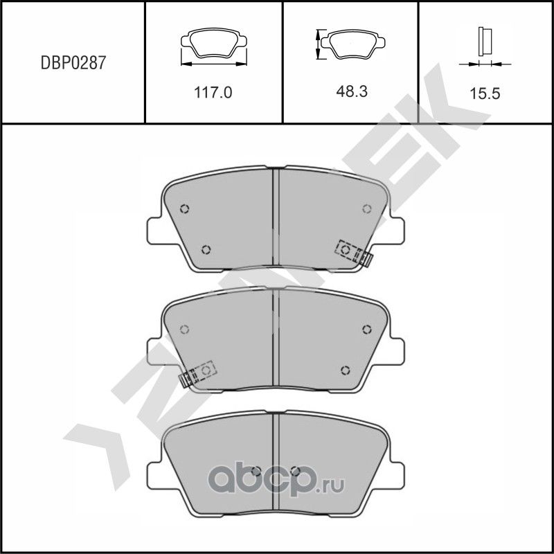 Колодки тормозные дисковые задние HYUNDAI SANTA FE 05->, KIA SORENTO 09-16 (Zennek). Артикул DBP0287