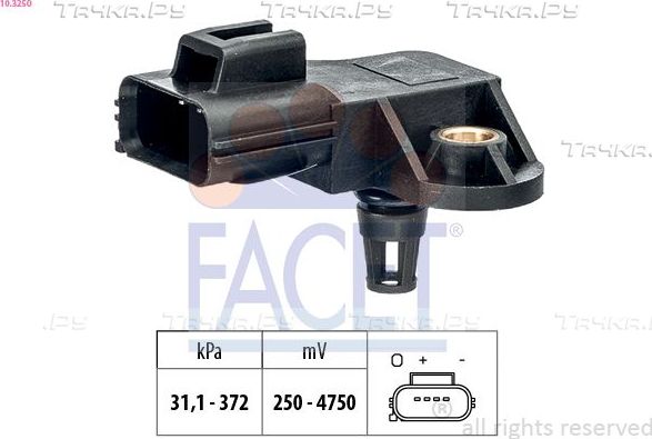 Датчик абсолютного давления (ДАД, MAP) Facet Made in Italy - OE Equivalent для Volvo V50 I 2010-2012. Артикул 10.3250