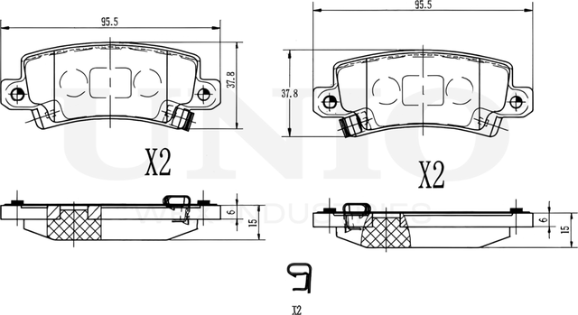 Колодки тормозные дисковые, комплект (Unio). Артикул BRP-20382