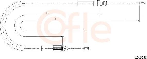 Трос ручника (тросик ручного тормоза) Cofle. Артикул 92.10.6693