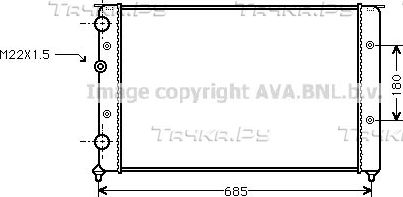 Радиатор охлаждения двигателя AVA для SEAT Ibiza II 1993-2002. Артикул VNA2124