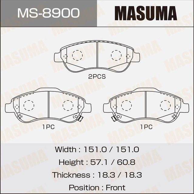 Тормозные колодки Masuma. Артикул MS-8900