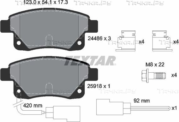 Тормозные колодки Textar задние для Ford Transit Torneo VII 2006-2014. Артикул 2448601