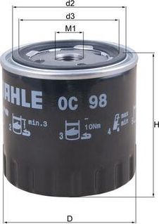 Масляный фильтр Mahle-Knecht для Talbot Samba 1981-1986. Артикул OC 98