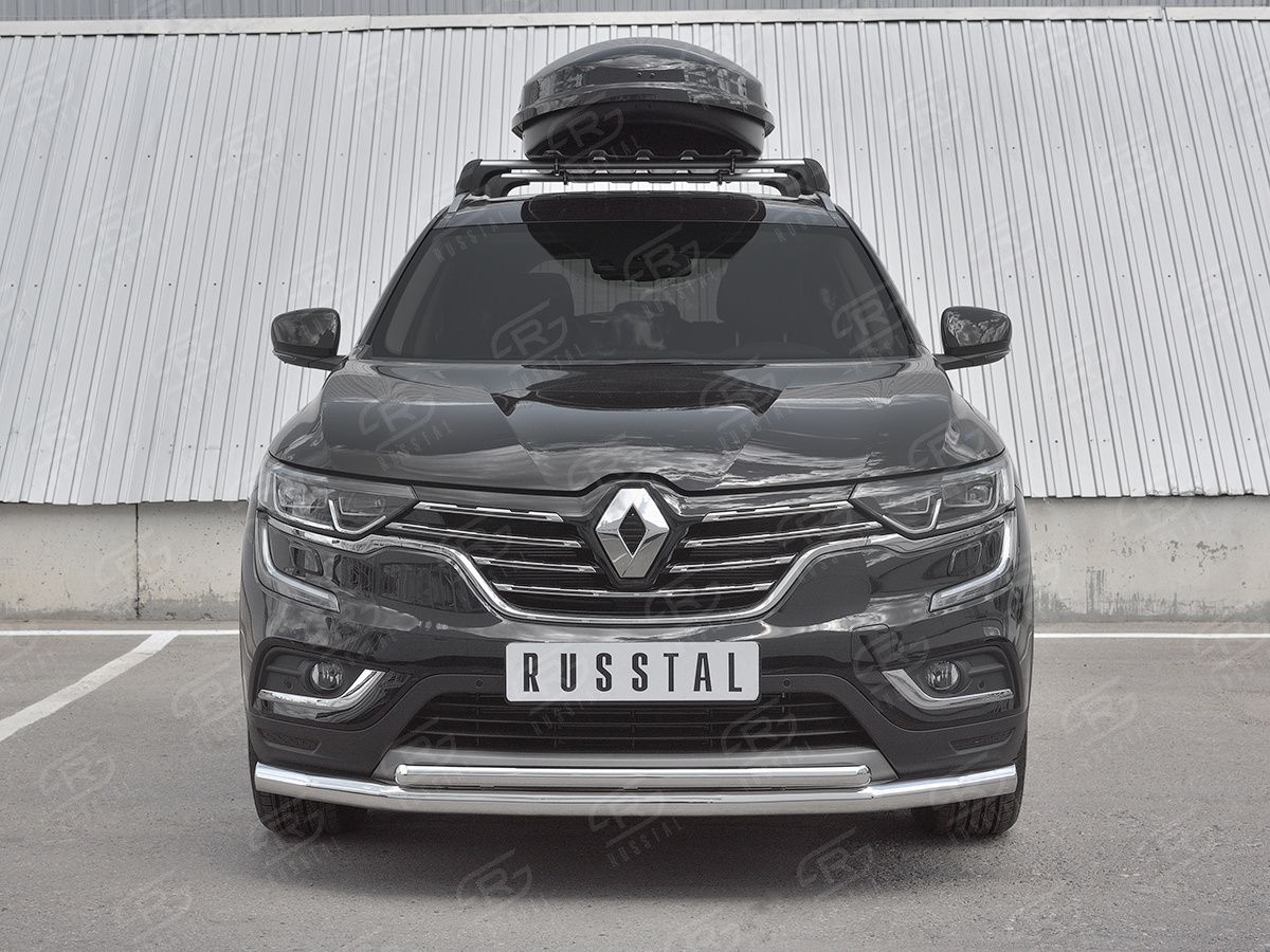 Защита РусCталь переднего бампера d63 секции-d42 дуга для Renault Koleos II 2016-2026. Артикул RKZ-002970