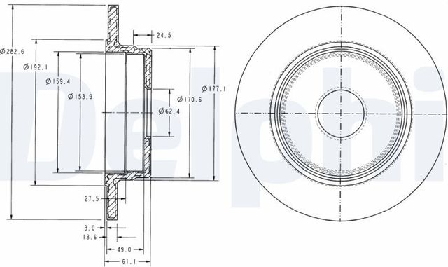 Тормозной диск Delphi. Артикул BG2510