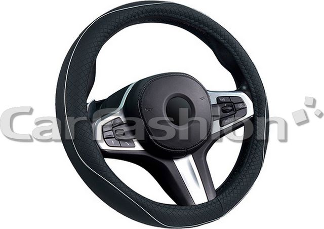 Оплётка на руль CarFashion Club S (размер S, экокожа, цвет ЧЕРНЫЙ/СЕРЫЙ). Артикул 31684