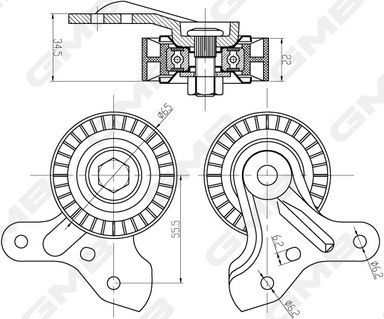 Направляющий (ведущий) ролик ремня ГРМ GMB. Артикул GTC0960