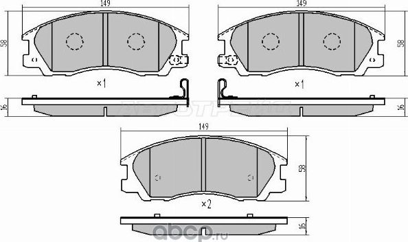 Колодки тормозные FR HYUNDAI TERRACAN 01- (SAT). Артикул ST58101H1A10