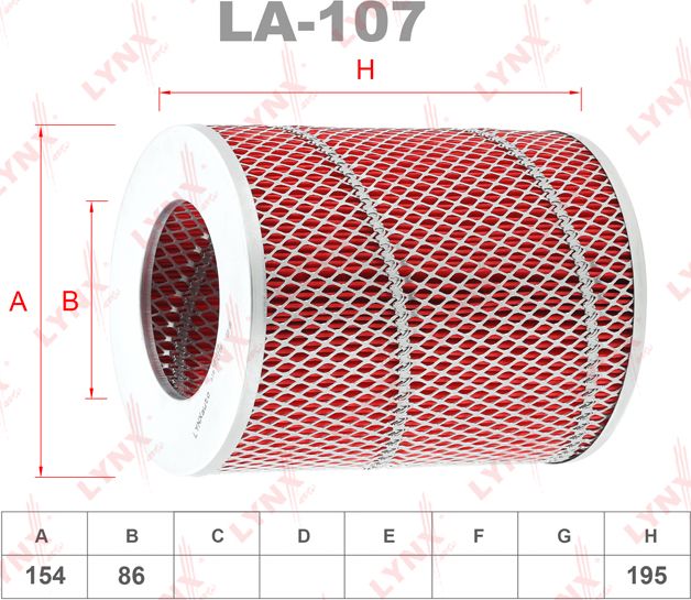 Воздушный фильтр LYNXauto. Артикул LA-107