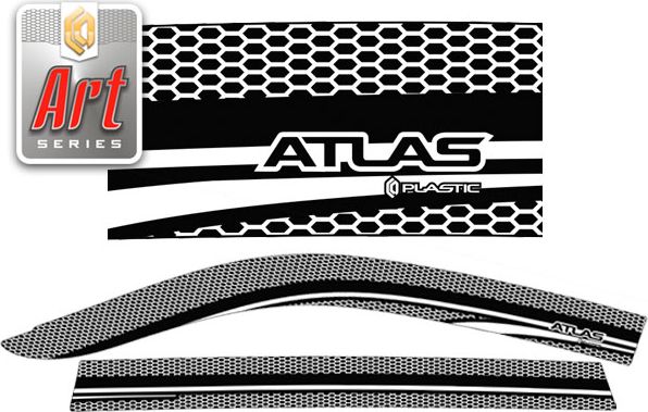 Дефлекторы СА Пластик для окон (Серия "Art" черная) Geely Atlas 2018-2026. Артикул 2010031514252