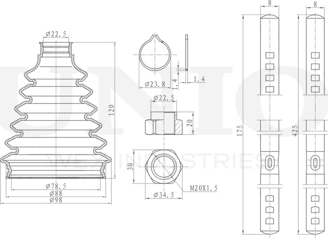 Пыльник ШРУС, комплект (Unio). Артикул DUC-30028K