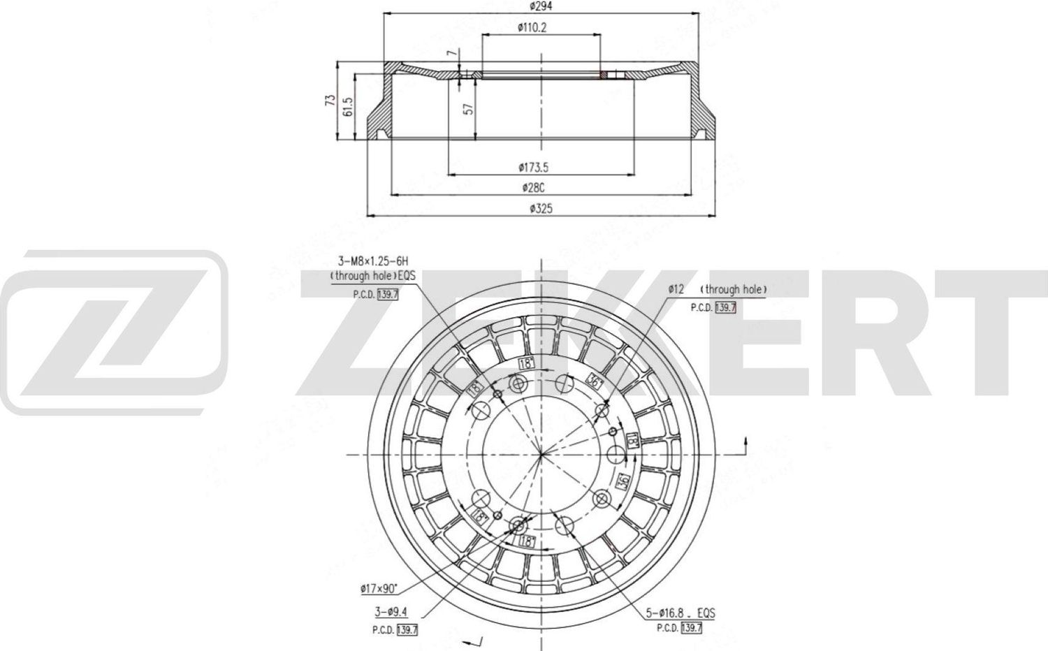 Тормозной барабан Zekkert. Артикул BS-6662