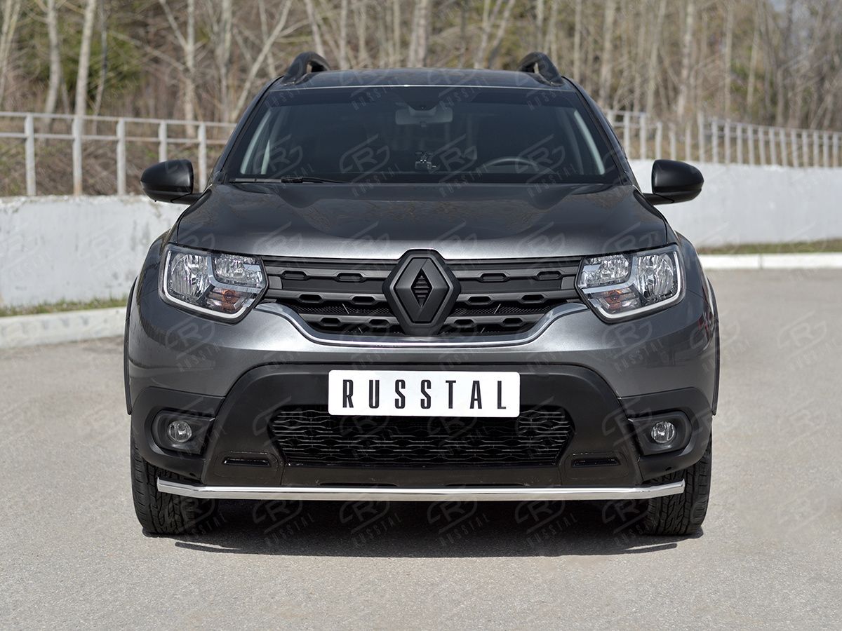 Защита RusStal переднего бампера d42 (секции) для Renault Duster II 2021-2026. Артикул RDZ-003800