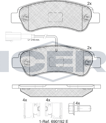 Тормозные колодки Icer. Артикул 141804-203