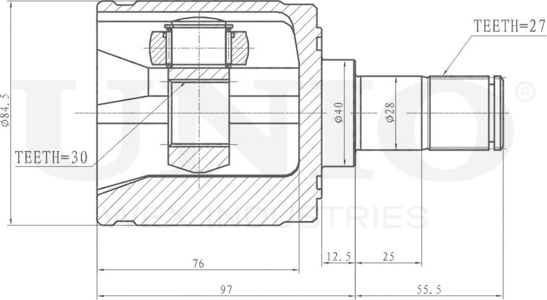ШРУС внутренний (Unio). Артикул CVJ-30126