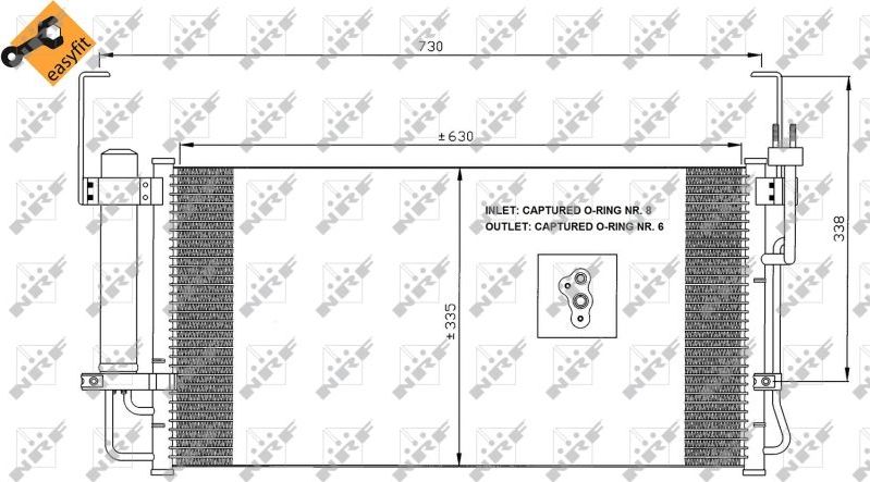 Радиатор кондиционера (конденсатор) NRF (алюминий). Артикул 35429
