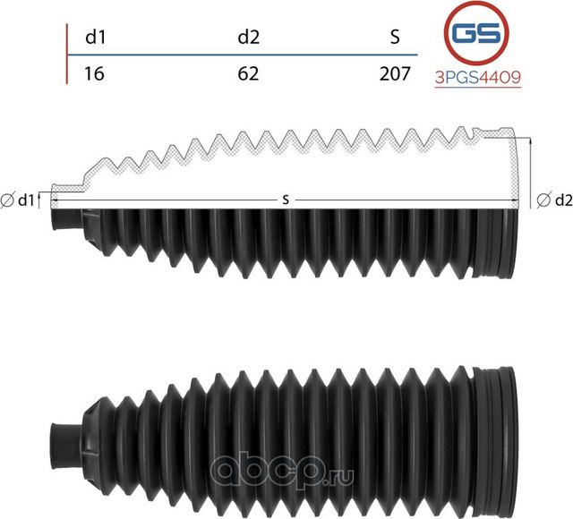 Пыльник рулевой рейки Mercedes ML/GLE 166 2011-, Mercedes GL/GLS 166 2012-, Merc (GS). Артикул 3PGS4409