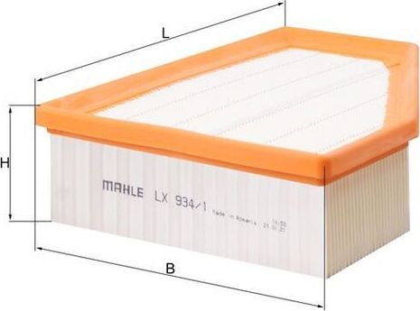 Воздушный фильтр Mahle. Артикул LX 934/1