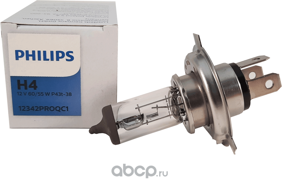 Автолампа H4 (60/55) P43t-38 ProQ12V PHILIPS /1/10/. Артикул 12342PROQC1