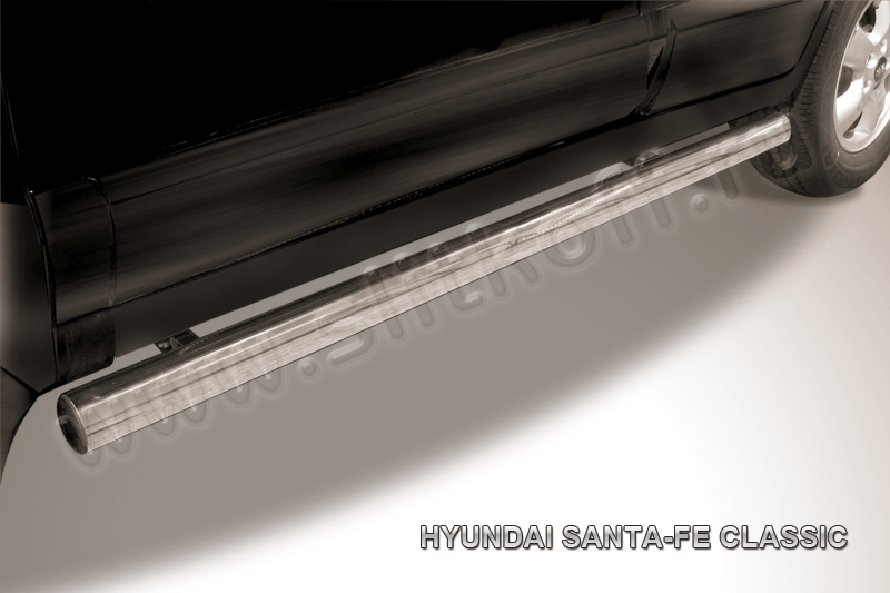 Пороги Slitkoff труба d76 для Hyundai Santa Fe Classic (Таганрог) 2001-2013. Артикул HSFT011
