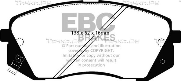 Тормозные колодки EBC Brakes передние для Kia Soul I 2009-2014. Артикул DP21809