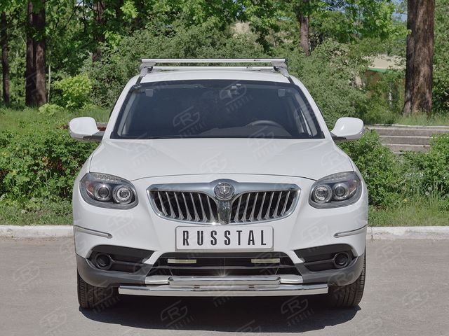 Защита RusStal переднего бампера d63 секции-d42 дуга для Brilliance V5 2014-2026. Артикул BV5Z-002700